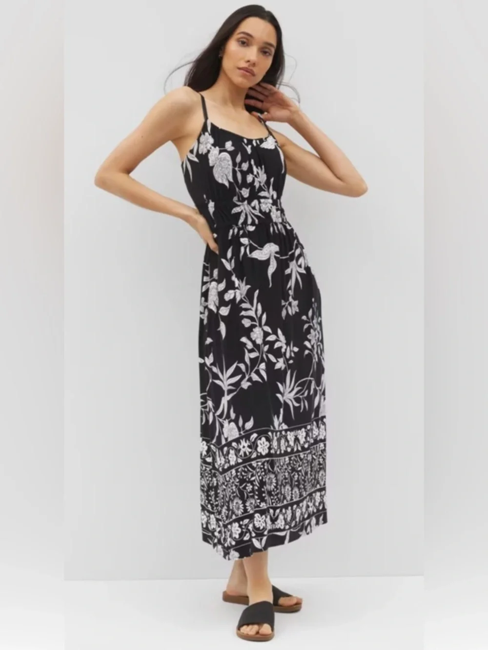 NWT Soma Soft Jersey Paradiso Midi Bra Dress In Peaceful Floral Black XX-LARGE_3